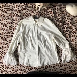 Ivory Button Down with Lace Bell Sleeves 18/20